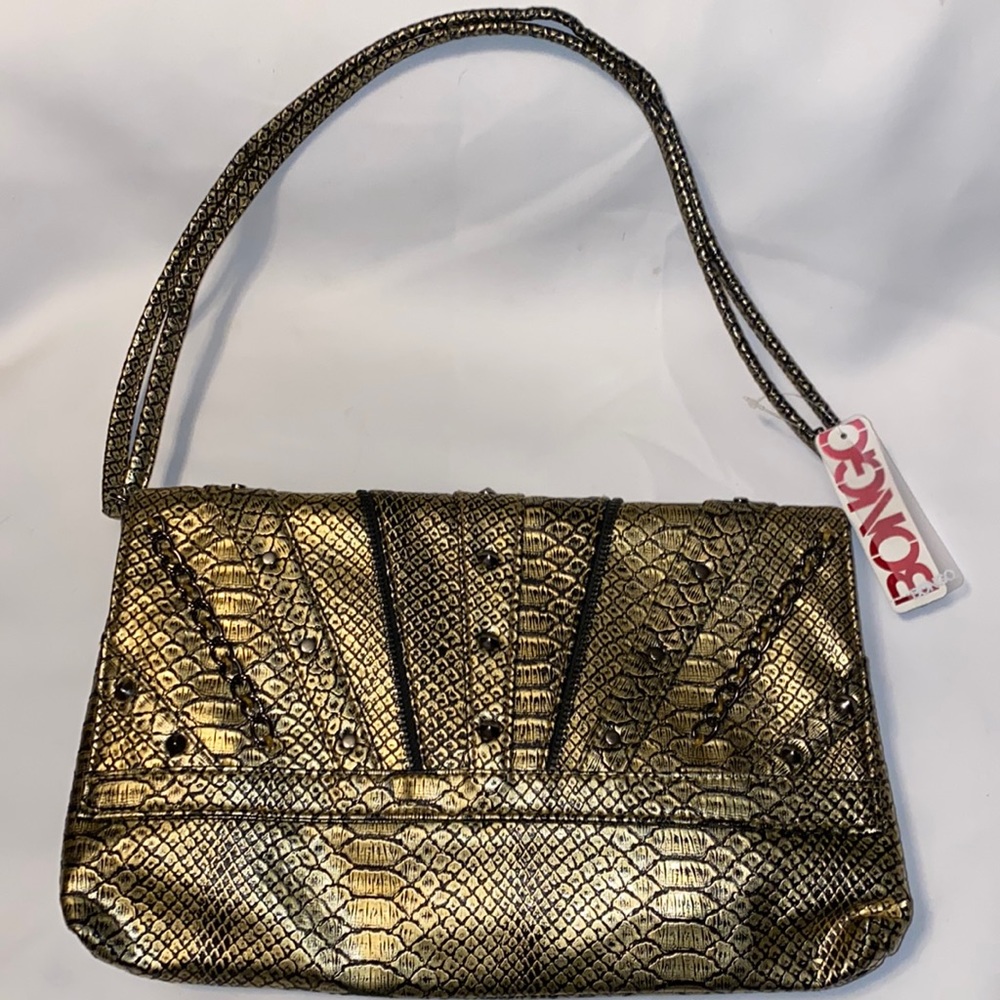 ⬇️BONGO gold reptile skin studded bag